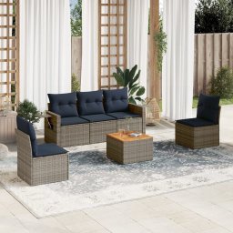 vidaXL 6 részes szürke polyrattan kerti ülőgarnitúra párnával