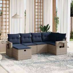 vidaXL 6 részes szürke polyrattan kerti ülőgarnitúra párnával