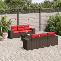 vidaXL 7 részes barna polyrattan kerti ülőgarnitúra párnákkal