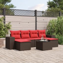 vidaXL 7 részes barna polyrattan kerti ülőgarnitúra párnákkal