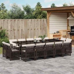 vidaXL 15 részes barna polyrattan kerti ülőgarnitúra párnákkal