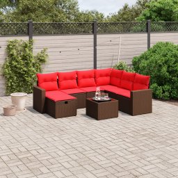 vidaXL 8 részes barna polyrattan kerti ülőgarnitúra párnákkal