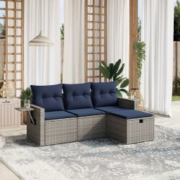 vidaXL 4 részes szürke polyrattan kerti ülőgarnitúra párnával