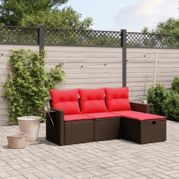 vidaXL 4 részes barna polyrattan kerti ülőgarnitúra párnákkal