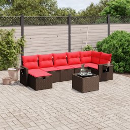 vidaXL 8 részes barna polyrattan kerti ülőgarnitúra párnákkal