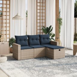 vidaXL 4 részes szürke polyrattan kerti ülőgarnitúra párnával