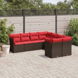 vidaXL 8 részes barna polyrattan kerti ülőgarnitúra párnákkal