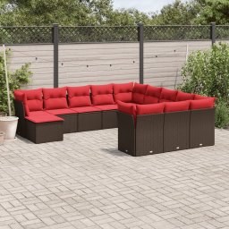 vidaXL 12 részes barna polyrattan kerti ülőgarnitúra párnákkal