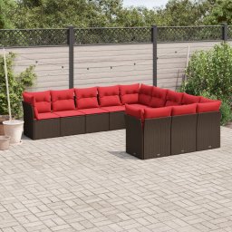 vidaXL 11 részes barna polyrattan kerti ülőgarnitúra párnákkal