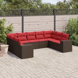 vidaXL 9-részes barna polyrattan kerti ülőgarnitúra párnákkal