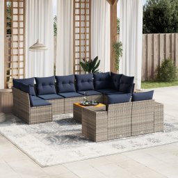 vidaXL 10 részes szürke polyrattan kerti ülőgarnitúra párnával