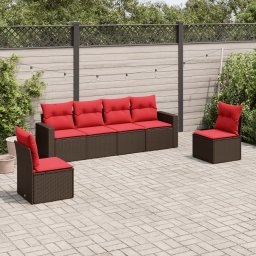 vidaXL 6 részes barna polyrattan kerti ülőgarnitúra párnával