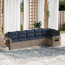 vidaXL 7 részes szürke polyrattan kerti ülőgarnitúra párnákkal