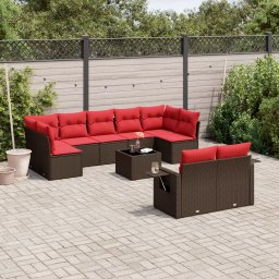 vidaXL 10 részes barna polyrattan kerti ülőgarnitúra párnákkal