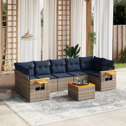 vidaXL 8 részes szürke polyrattan kerti ülőgarnitúra párnával