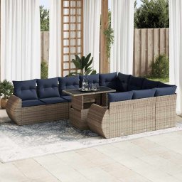 vidaXL 11 részes szürke polyrattan akácfa kerti ülőgarnitúra párnákkal