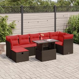vidaXL 8 db barna polyrattan kerti kanapégarnitúra párnákkal