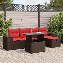 vidaXL 6 részes barna polyrattan kerti ülőgarnitúra párnákkal