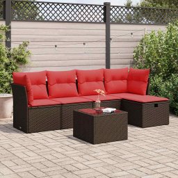 vidaXL 6 részes barna polyrattan kerti ülőgarnitúra párnával