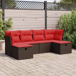 vidaXL 6 részes barna polyrattan kerti ülőgarnitúra párnával