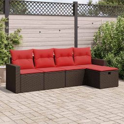 vidaXL 5 részes barna polyrattan kerti ülőgarnitúra párnával