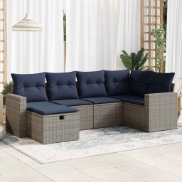 vidaXL 6 részes szürke polyrattan kerti ülőgarnitúra párnákkal