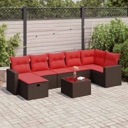 vidaXL 8 részes barna polyrattan kerti ülőgarnitúra párnákkal