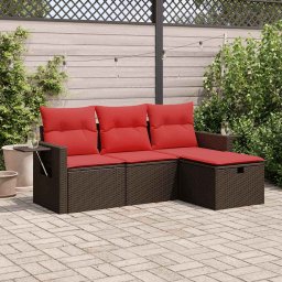 vidaXL 4 részes barna polyrattan kerti ülőgarnitúra párnákkal