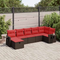 vidaXL 7 részes barna polyrattan kerti ülőgarnitúra párnákkal