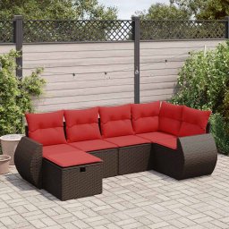 vidaXL 6 részes barna polyrattan kerti ülőgarnitúra párnával