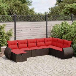 vidaXL 8 részes barna polyrattan kerti ülőgarnitúra párnákkal