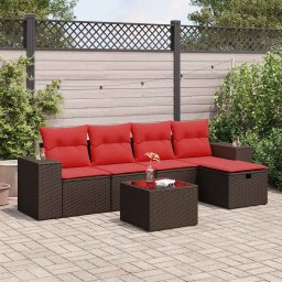 vidaXL 6 részes barna polyrattan kerti ülőgarnitúra párnával