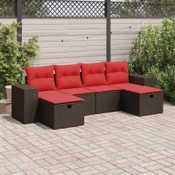 vidaXL 6 részes barna polyrattan kerti ülőgarnitúra párnával