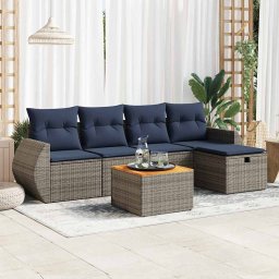 vidaXL 6 részes szürke polyrattan kerti ülőgarnitúra párnákkal