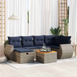vidaXL 7 részes szürke polyrattan kerti ülőgarnitúra párnákkal