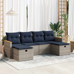 vidaXL 6 részes szürke polyrattan kerti ülőgarnitúra párnákkal