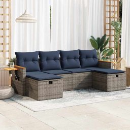 vidaXL 6 részes szürke polyrattan kerti ülőgarnitúra párnákkal