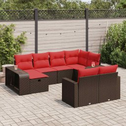 vidaXL 10 részes barna polyrattan kerti ülőgarnitúra párnákkal