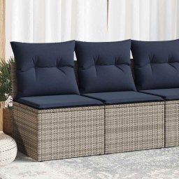 vidaXL 2 részes szürke polyrattan akácfa kerti ülőgarnitúra párnákkal