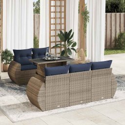 vidaXL 6 részes szürke polyrattan akácfa kerti ülőgarnitúra párnákkal