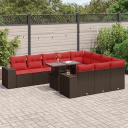 vidaXL 11 részes barna polyrattan akácfa kerti ülőgarnitúra párnákkal