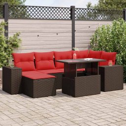 vidaXL 9 részes barna polyrattan akácfa kerti ülőgarnitúra párnákkal