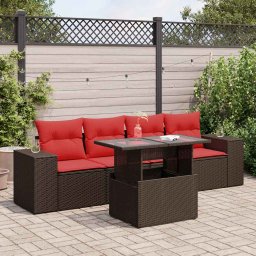 vidaXL 5 részes barna polyrattan akácfa kerti ülőgarnitúra párnával