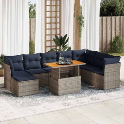 vidaXL 6 részes szürke polyrattan kerti ülőgarnitúra párnákkal