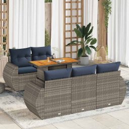 vidaXL 6 részes szürke polyrattan kerti ülőgarnitúra párnákkal