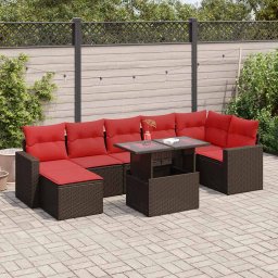 vidaXL 8 részes barna polyrattan akácfa kerti ülőgarnitúra párnákkal