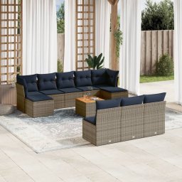 vidaXL 11 részes szürke polyrattan kerti ülőgarnitúra párnákkal