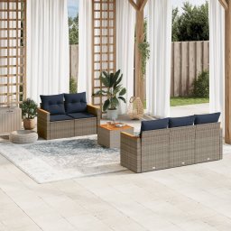 vidaXL 6 részes szürke polyrattan kerti ülőgarnitúra párnával