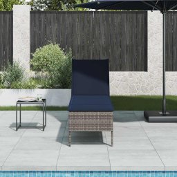 vidaXL szürke polyrattan napozóágy párnával 55x200x44 cm