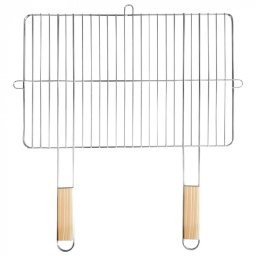 Szögletes grillrács fa fogantyúval 57x51 cm